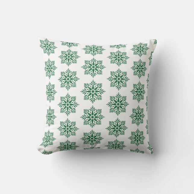 Coussin Motif carreaux flocon de neige de fêtes vert (Recto)