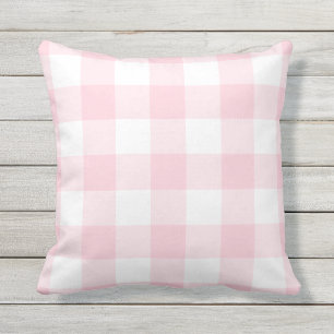 Coussin Motif carreaux gingham rose millennial