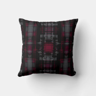 Coussin Motif carreaux gothique foncé dévasté grunge
