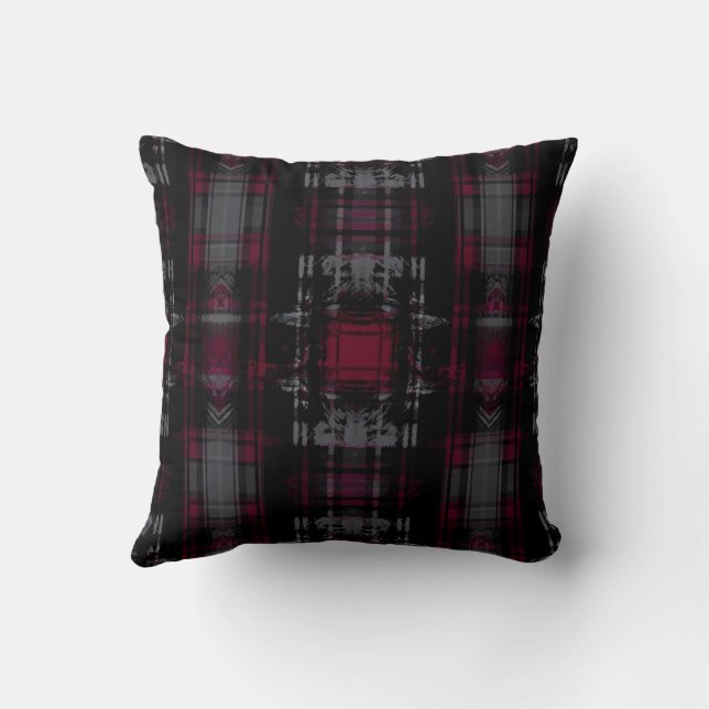 Coussin Motif carreaux gothique foncé dévasté grunge (Verso)