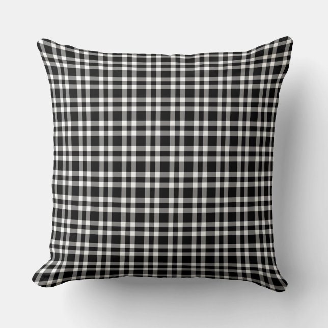 Coussin Motif Carreaux Noir Blanc (Recto)