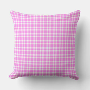 Coussin Motif carreaux rose blanc