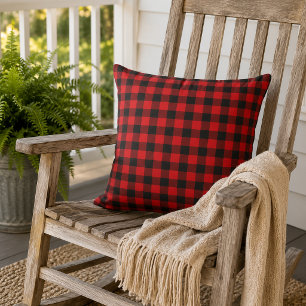 Coussin Motif carreaux rouge noir classique Buffalo