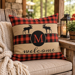 Coussin Motif carreaux rouge noir personnalisé Buffalo bûc