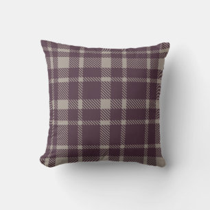 Coussin Motif carreaux tartan classique - Couleur aubergin