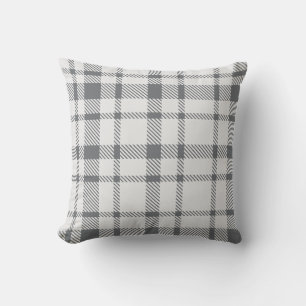 Coussin Motif carreaux tartan classique - Gris neutre et b