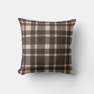 Coussin Motif carreaux tartan classique - Marron foncé et