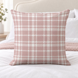 Coussin Motif carreaux tartan rose rose et blanc