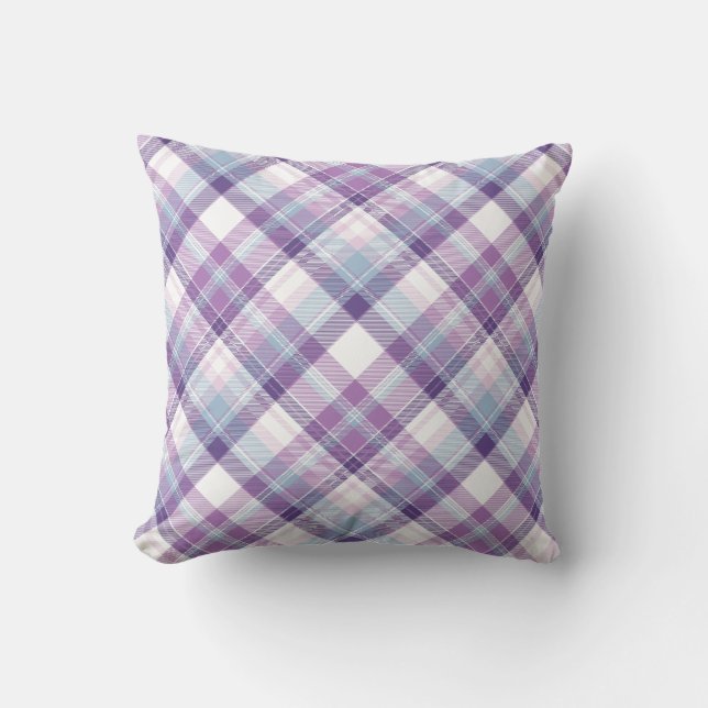 Coussin Motif carreaux Teintes d'améthyste (Recto)