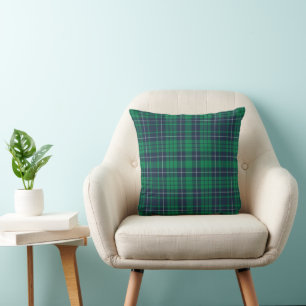 Coussin Motif carreaux vert bleu classique