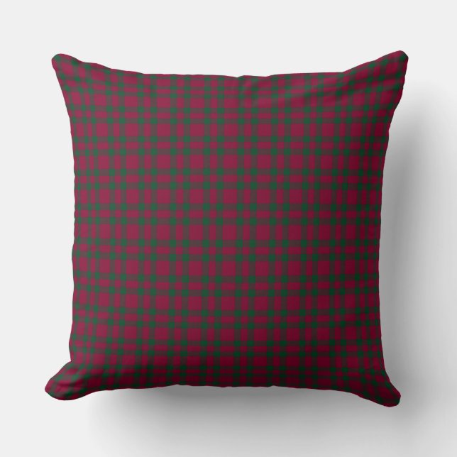 Coussin Motif carreaux vert et bourgogne (Recto)