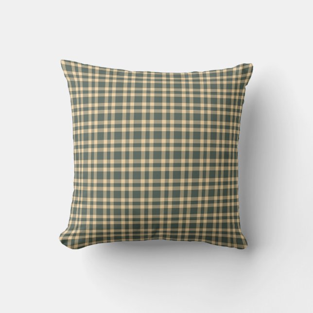 Coussin Motif carreaux vert jaune (Recto)