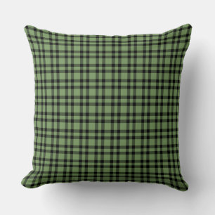 Coussin Motif carreaux vert noir