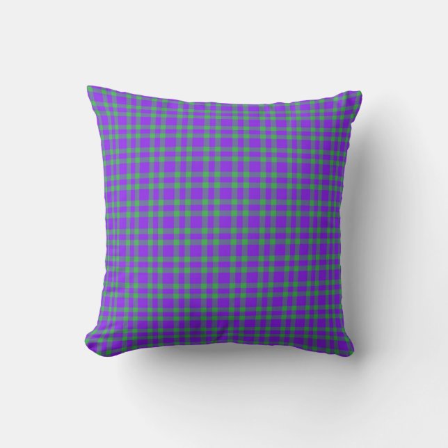 Coussin Motif carreaux vert violet (Recto)