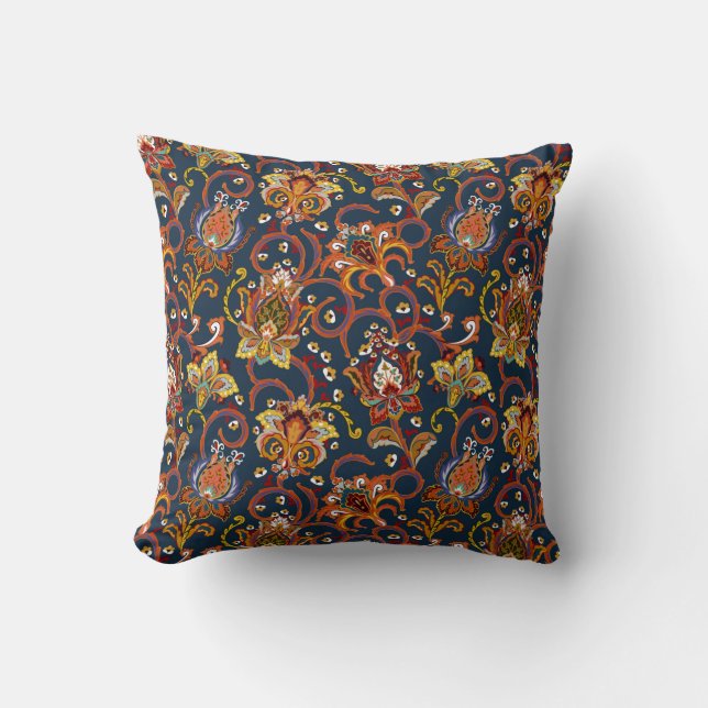 Coussin Motif (carrelage) de fleurs dessinées à la main. C (Recto)