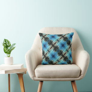 Coussin Motif carrelé Art numérique bleu des Caraïbes