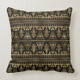 Coussin Motif carrelé d'art déco d'or noir