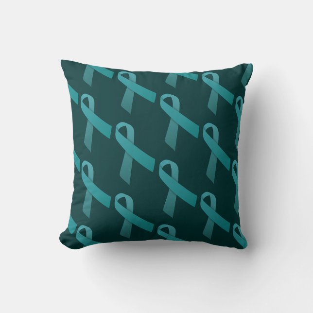 Coussin Motif Carrelé de rubans turquoises (Recto)