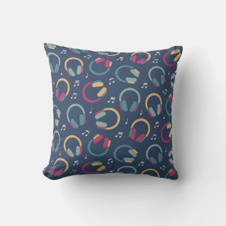 Coussin Motif casque et notes musicales rétros