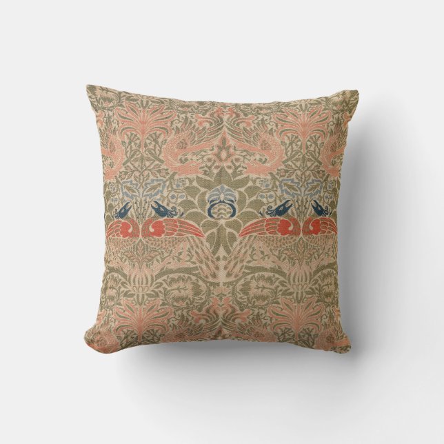 Coussin Motif célèbre des oiseaux de William morris (Recto)