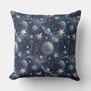 Coussin Motif céleste abstrait de planètes et d'étoiles da