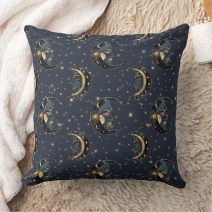 Coussin Motif céleste de lune en or de luxe