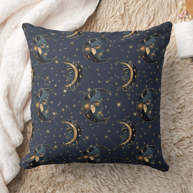 Coussin Motif céleste de lune en or de luxe (Couverture)