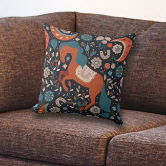 Coussin Motif céleste du Cheval Rouge nordique