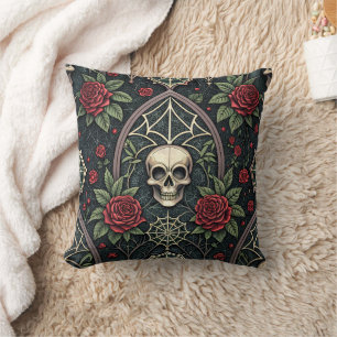 Coussin Motif céleste floral crâne gothique (3)