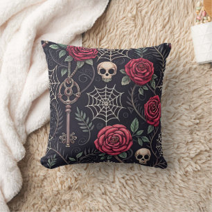 Coussin Motif céleste floral crâne gothique (4)