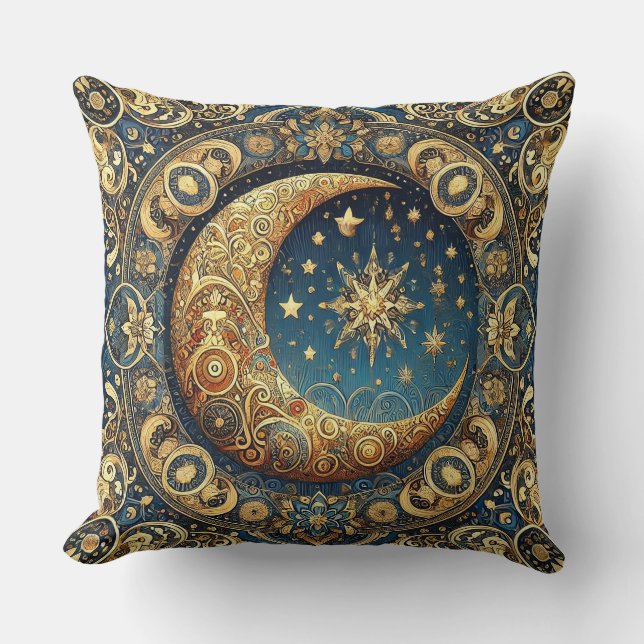 Coussin Motif céleste Orné Avec Crescent Moon (Recto)