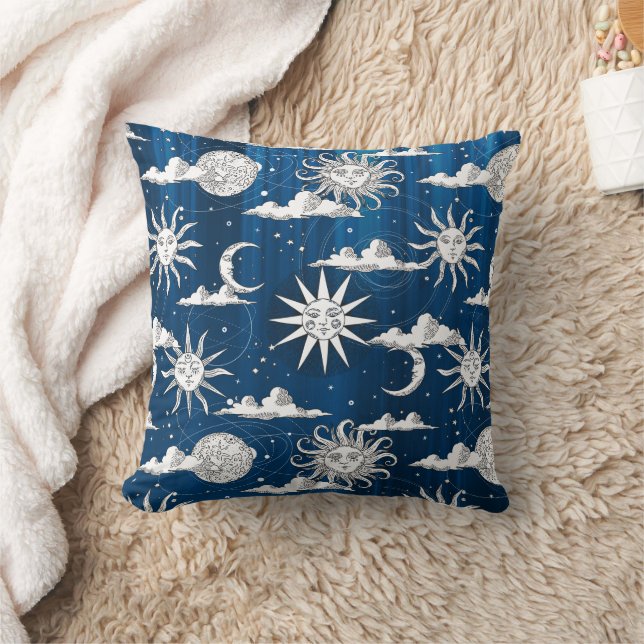 Coussin Motif céleste vintage Sun Moon (Couverture)