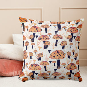 Coussin Motif Champignon d'automne moderne Dessin Orange C