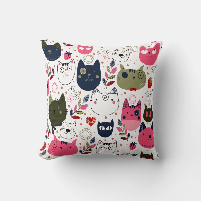 Coussin motif chat meow (Recto)