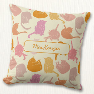 Coussin Motif Chat rose orange Personnaliser
