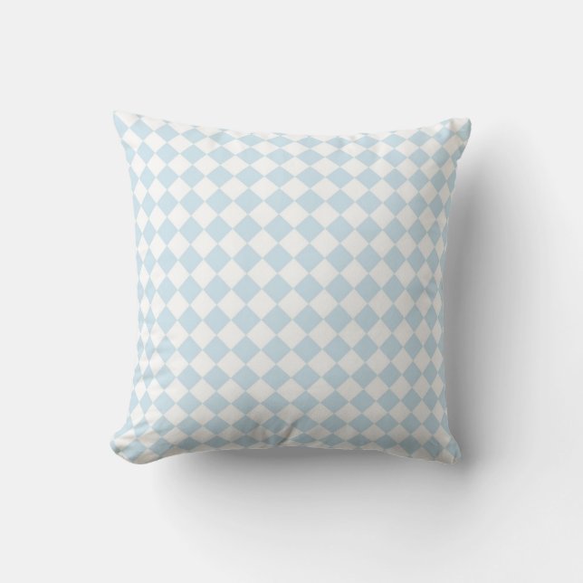 Coussin Motif Checkered en pastel de diamant bleu et blanc (Recto)