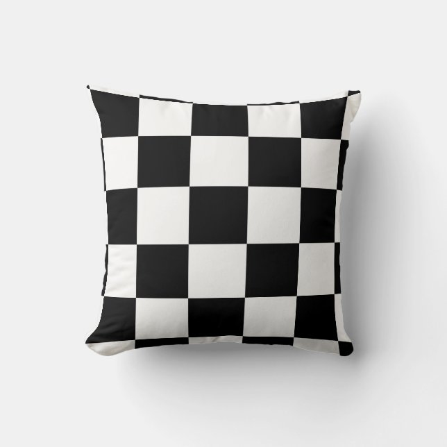 Coussin Motif Checkered noir et blanc (Recto)