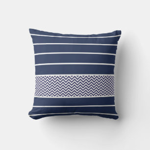 Coussin Motif Chevron bleu bleu marine moderne