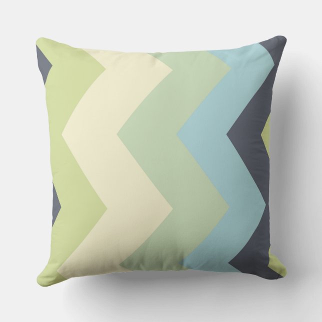 Coussin Motif Chevron Bleu et Vert (Verso)