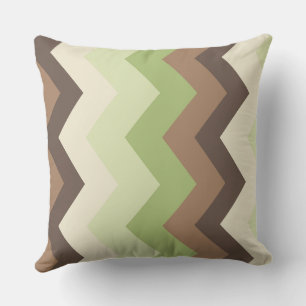 Coussin Motif chevron Brown et vert