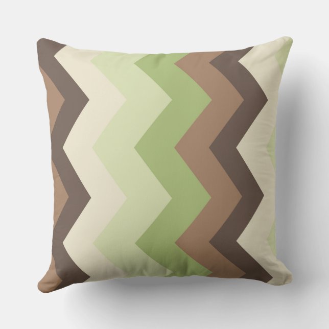 Coussin Motif chevron Brown et vert (Verso)
