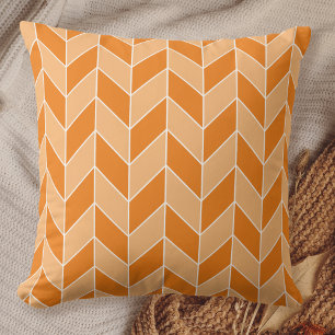 Coussin Motif Chevron de Pêche Orange Moderne