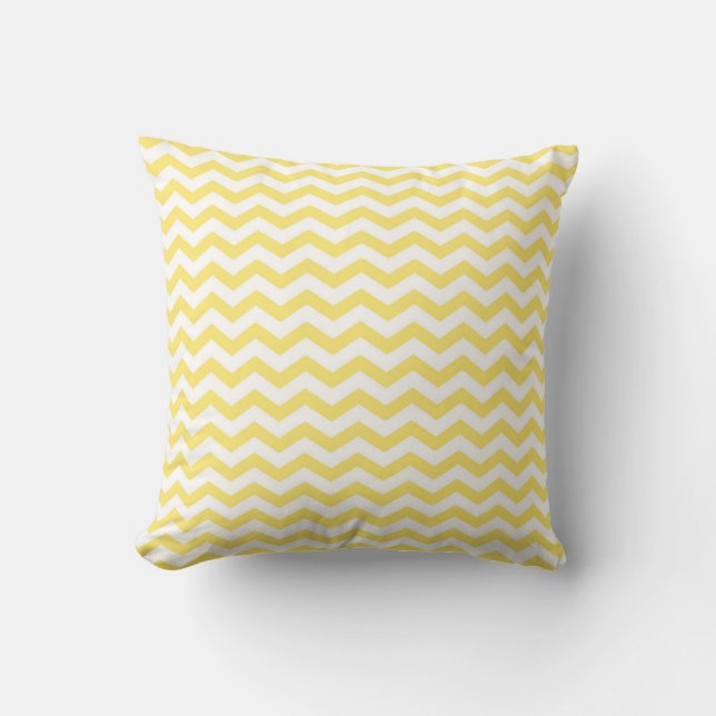Coussin Motif Chevron en citron jaune et blanc (Recto)