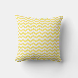 Coussin Motif Chevron en Jaune Citron et Blanc