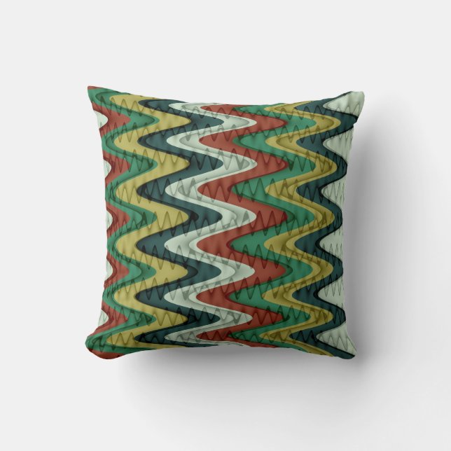 Coussin Motif Chevron et Wavy Stripes (Recto)