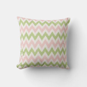 Coussin Motif chevron géométrique rose et vert chic
