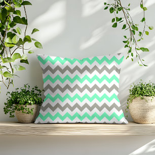 Coussin Motif chevron gris vert menthe moderne