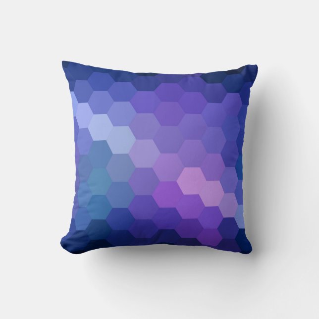 Coussin Motif Chevron Hexagone Bleu (Recto)