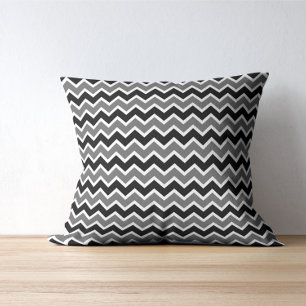 Coussin Motif chevron monochrome noir gris moderne