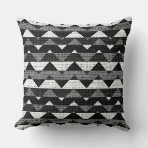 Coussin Motif Chevron noir et blanc Burlap Rustic Jute